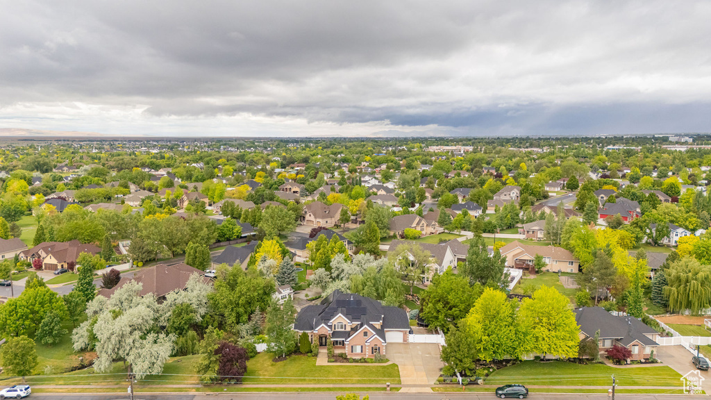 Aerial perspective of suburban area