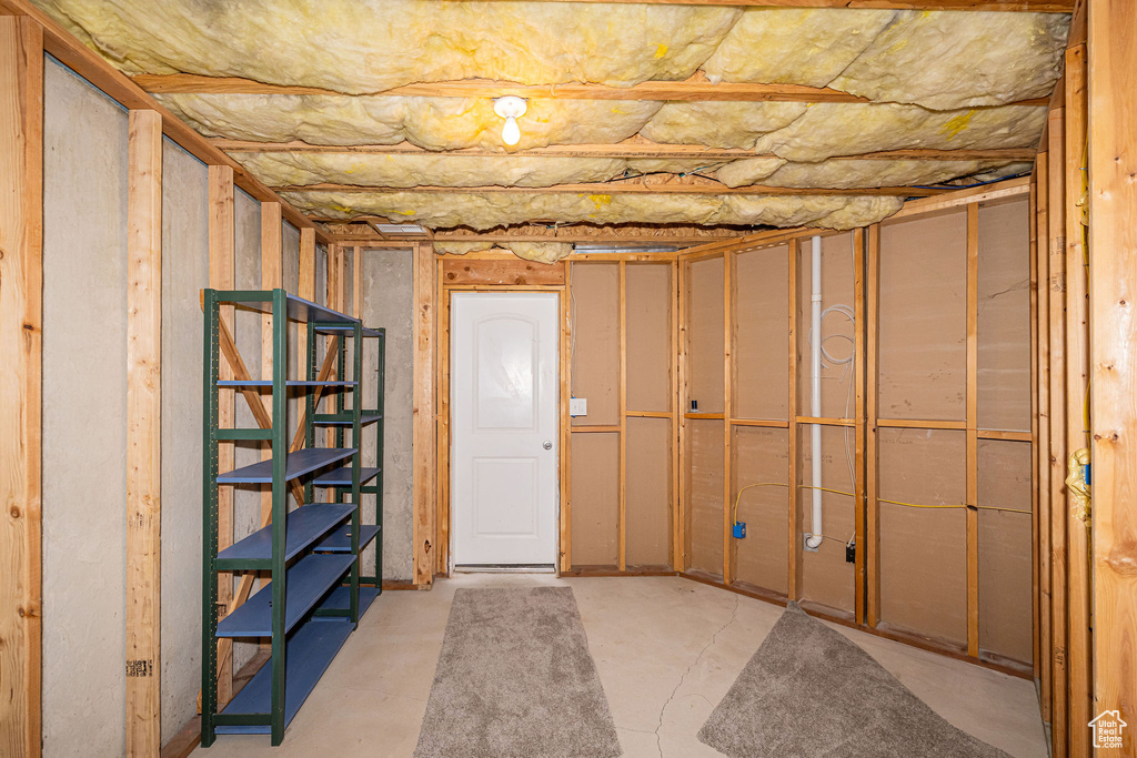 View of unfinished basement