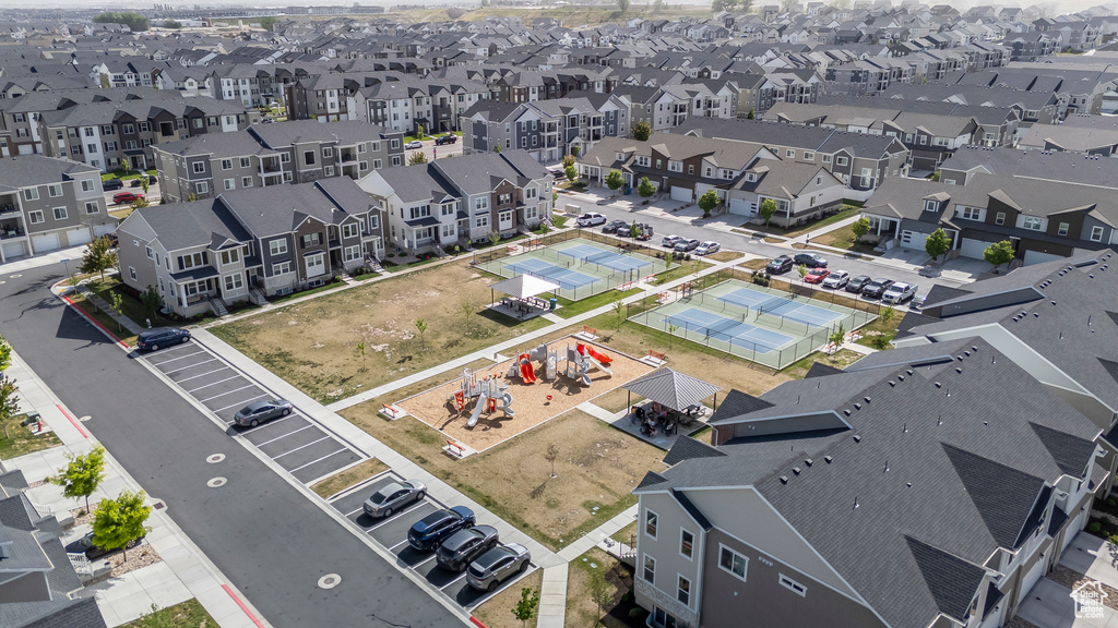 Aerial view of residential area