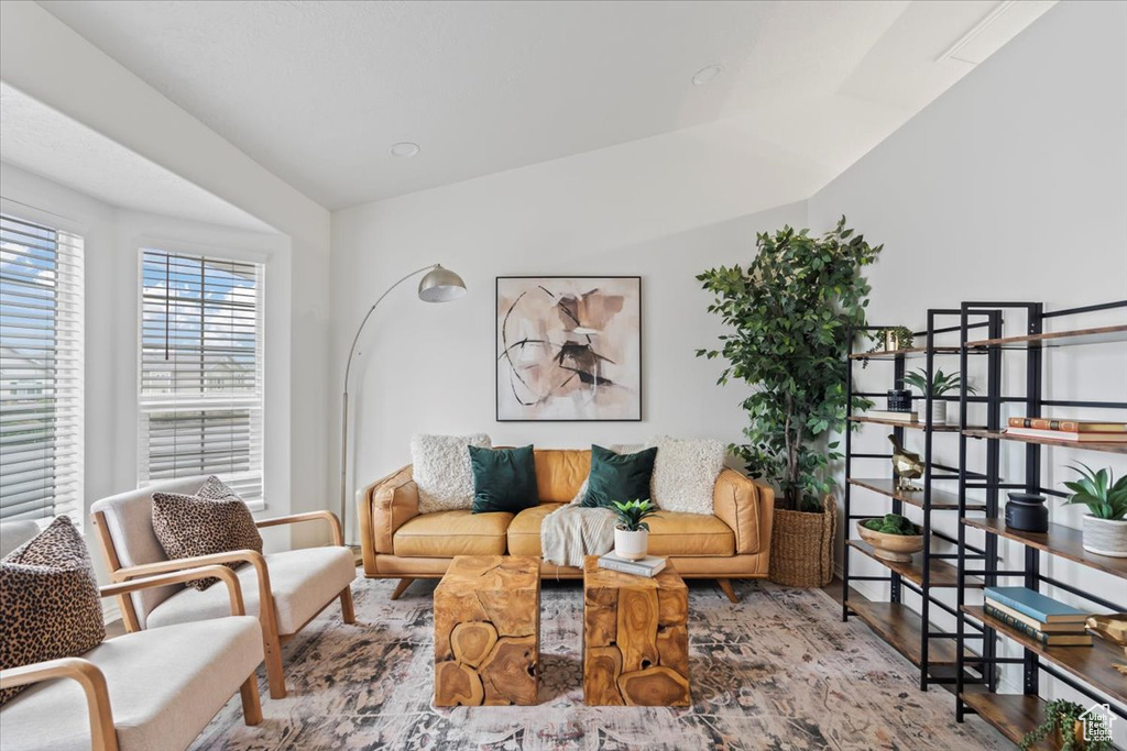 Living area with wood finished floors