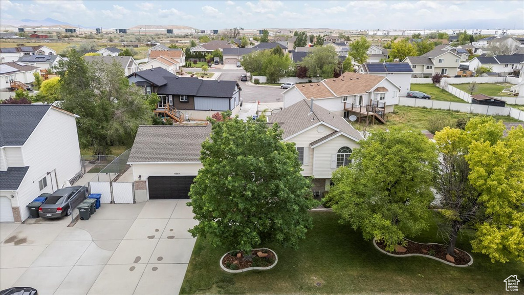 Aerial perspective of suburban area