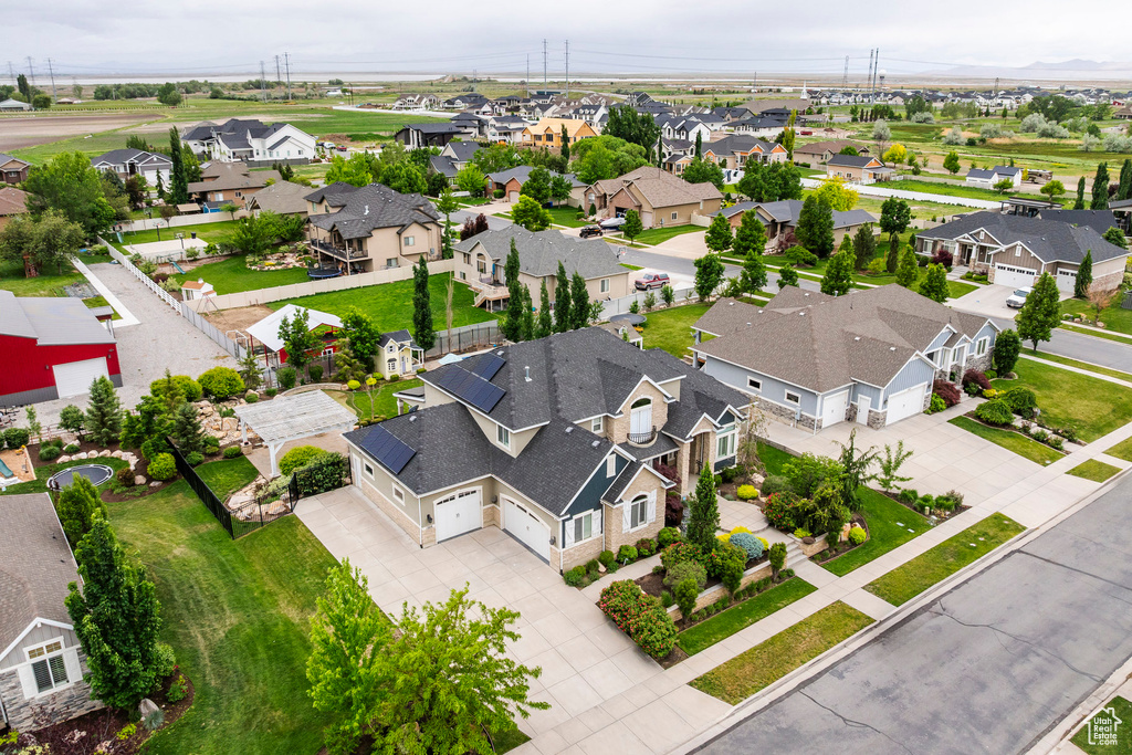 Aerial perspective of suburban area