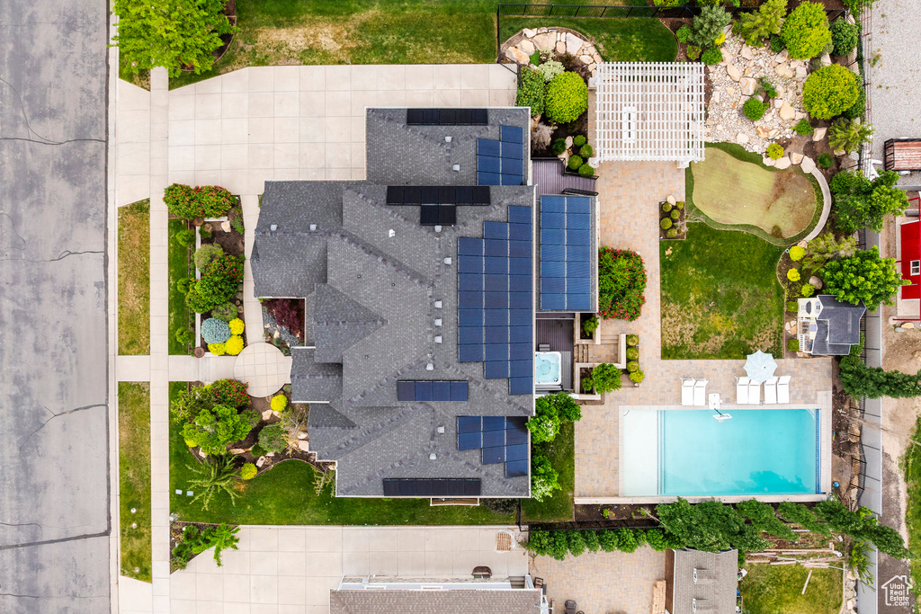 Aerial view of a pool area