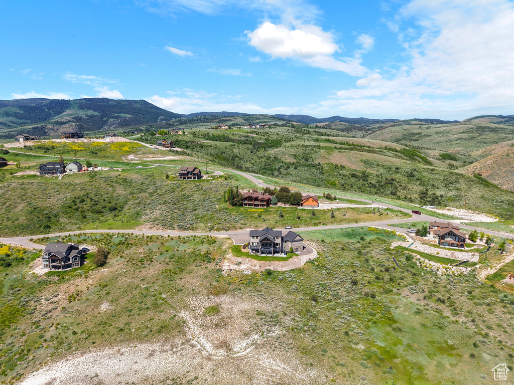 Overview of rural landscape featuring a mountainous background