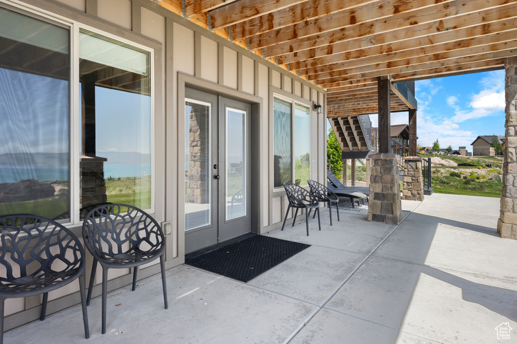 View of patio with french doors