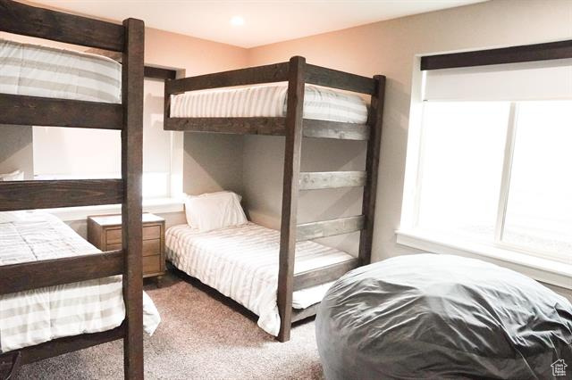 Bedroom with carpet