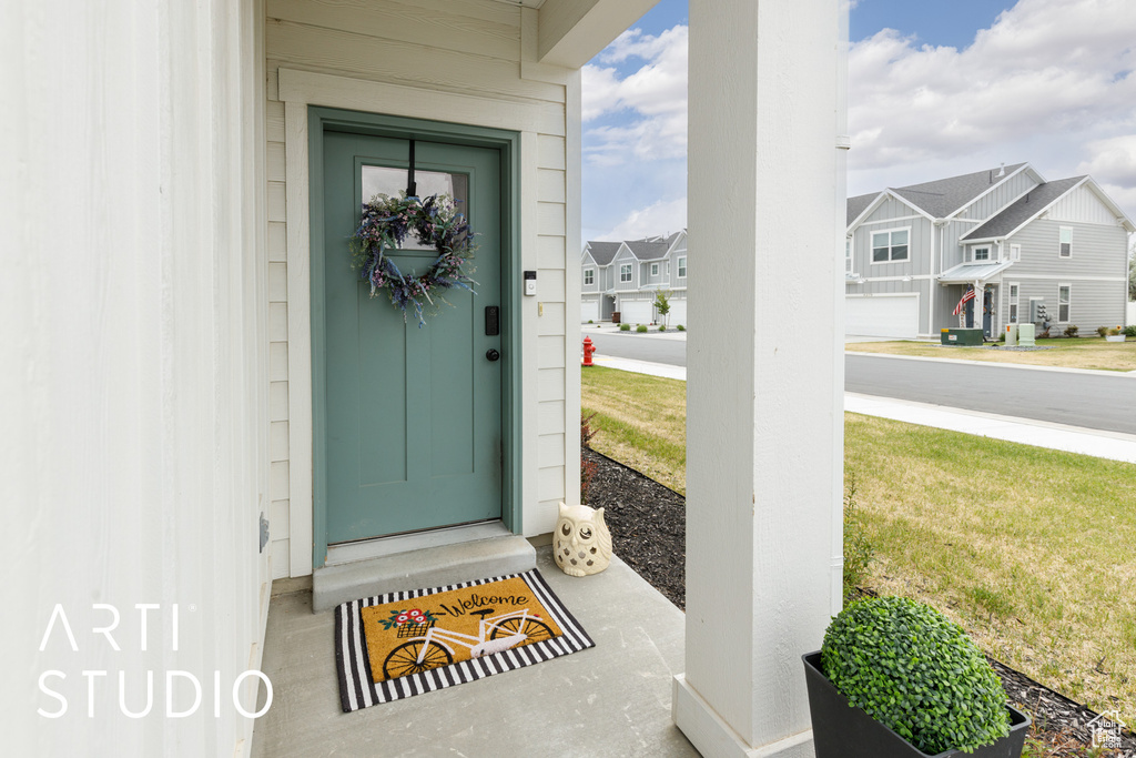 Entrance to property with a residential view