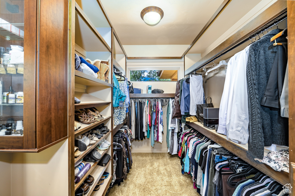 Walk in closet featuring carpet