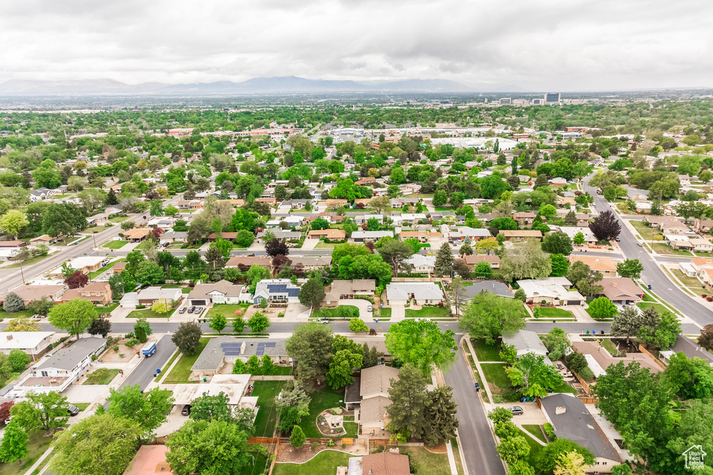Aerial perspective of suburban area