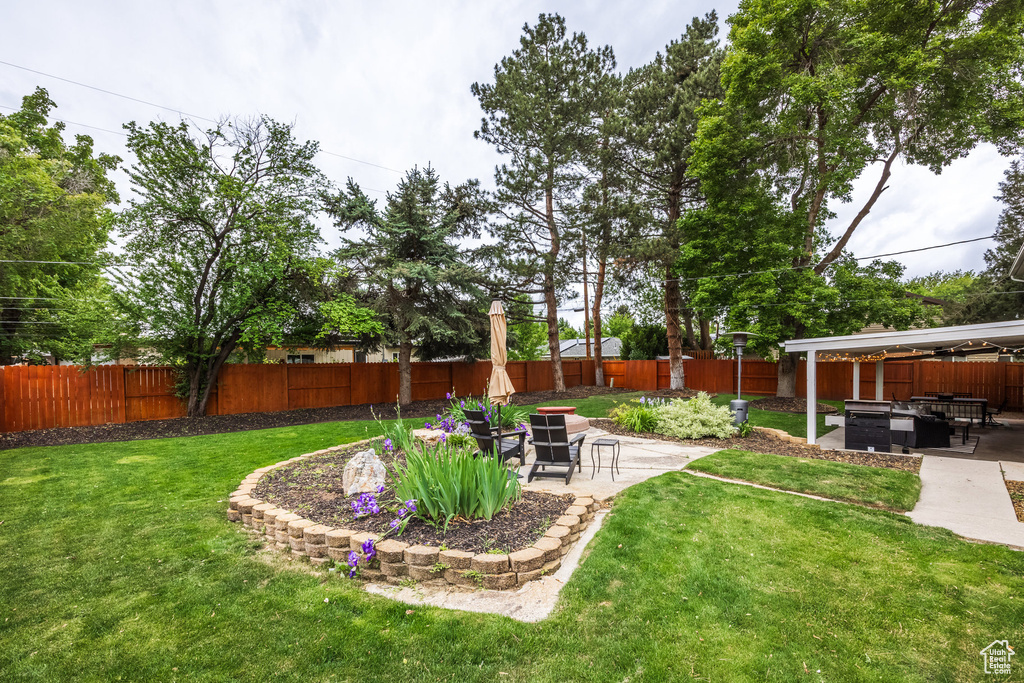 View of yard with a patio area