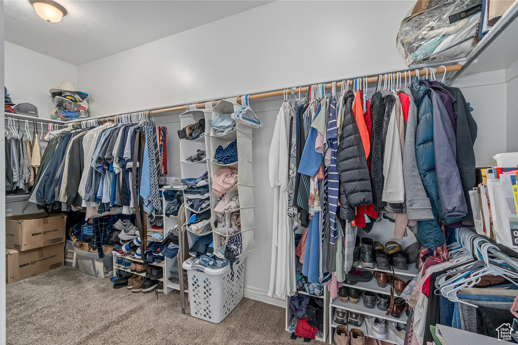 Walk in closet featuring carpet