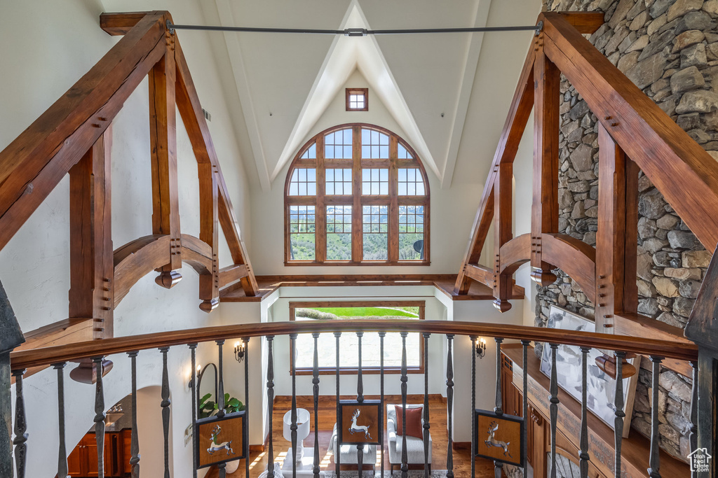 Detailed view of beamed ceiling