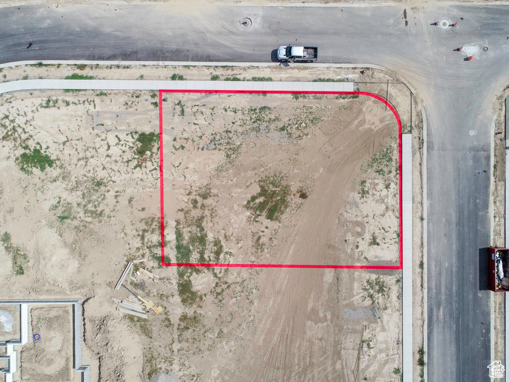 Aerial overview of property's location with property parcel outlined
