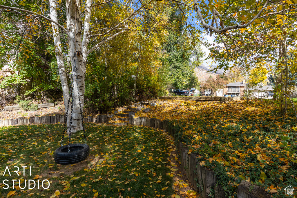 View of yard with fence
