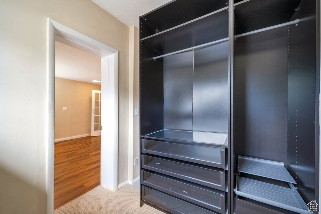 Spacious closet with wood finished floors