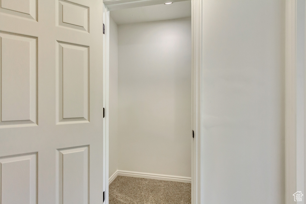 Corridor with carpet and baseboards