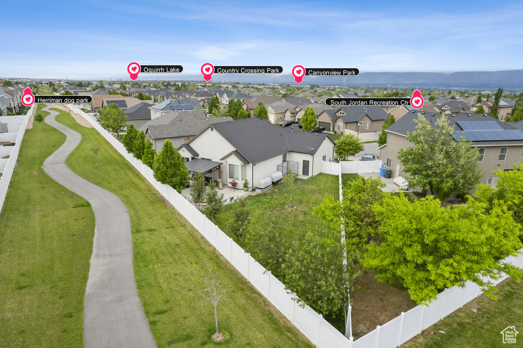 Aerial view of residential area