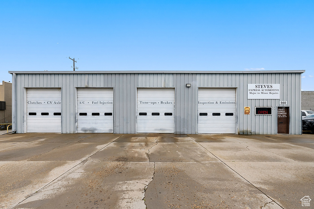 View of detached garage