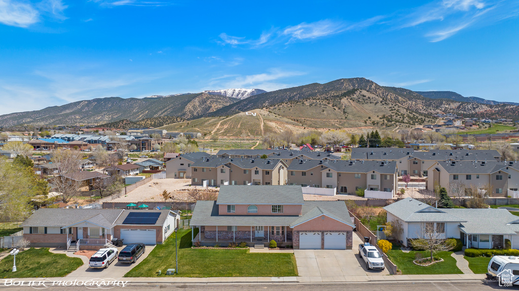Mountain view with nearby suburban area