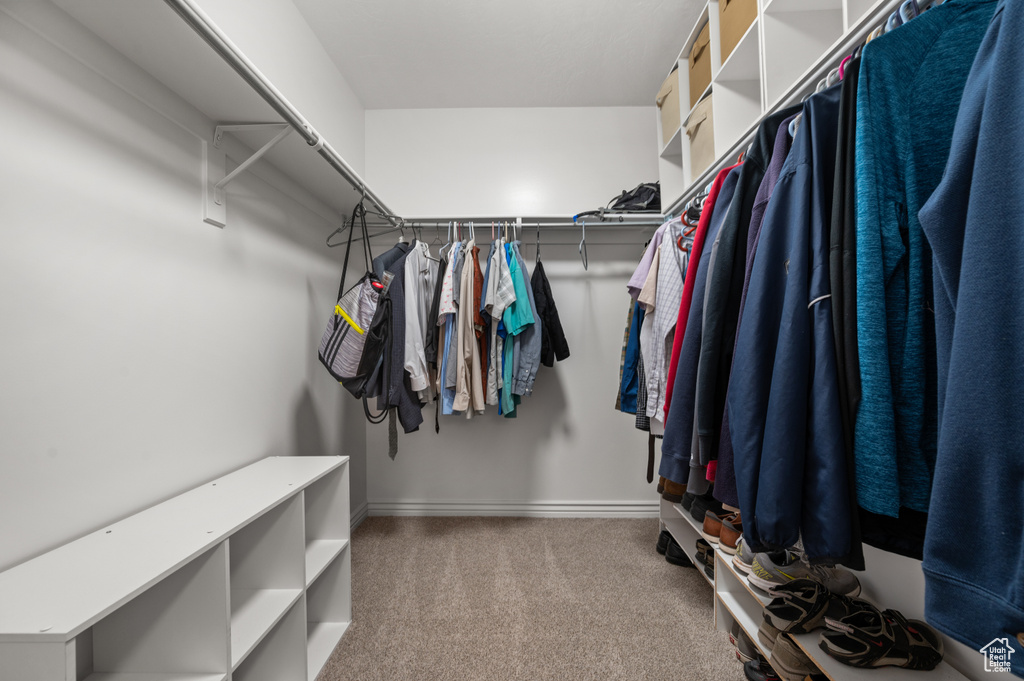 Walk in closet with carpet