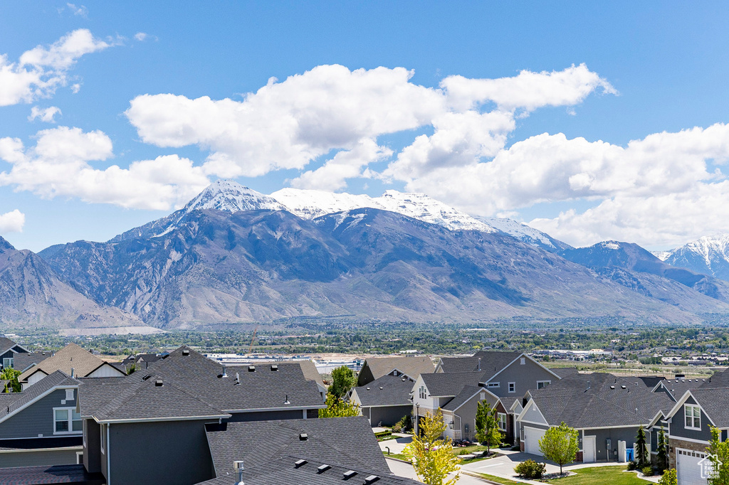 View of mountain background with nearby suburban area