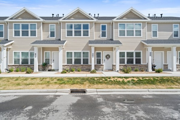 Multi unit property featuring stone siding