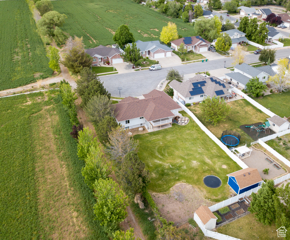 Aerial view of residential area