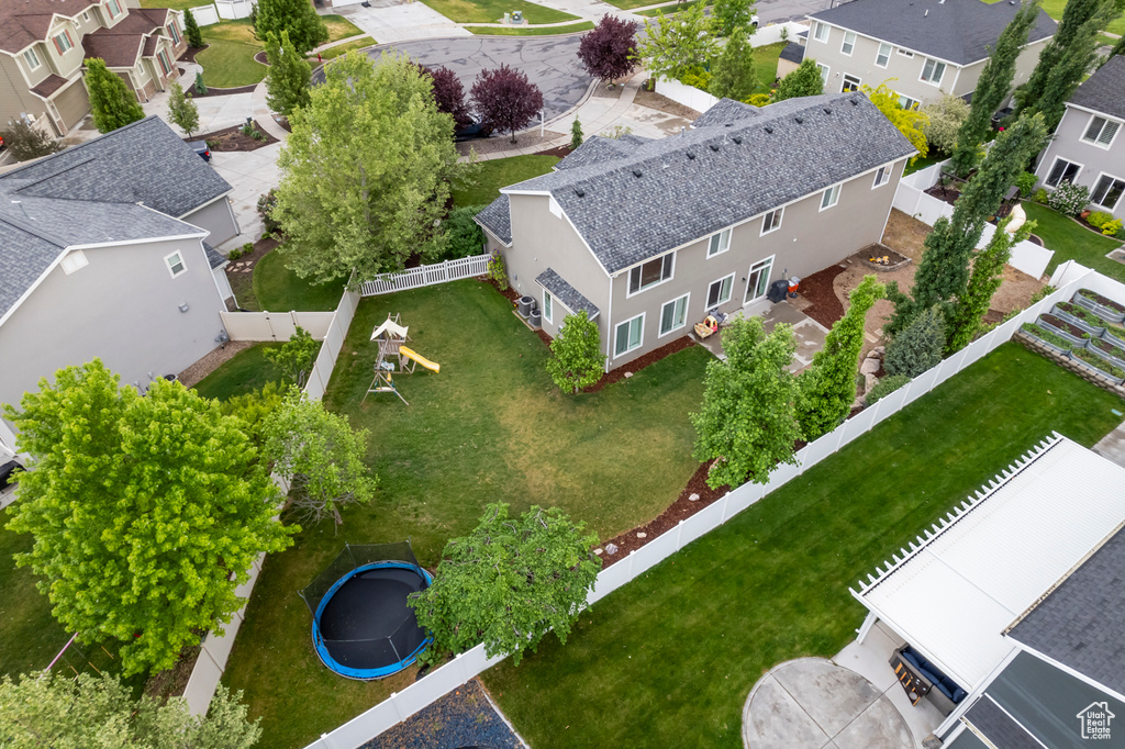 Aerial perspective of suburban area