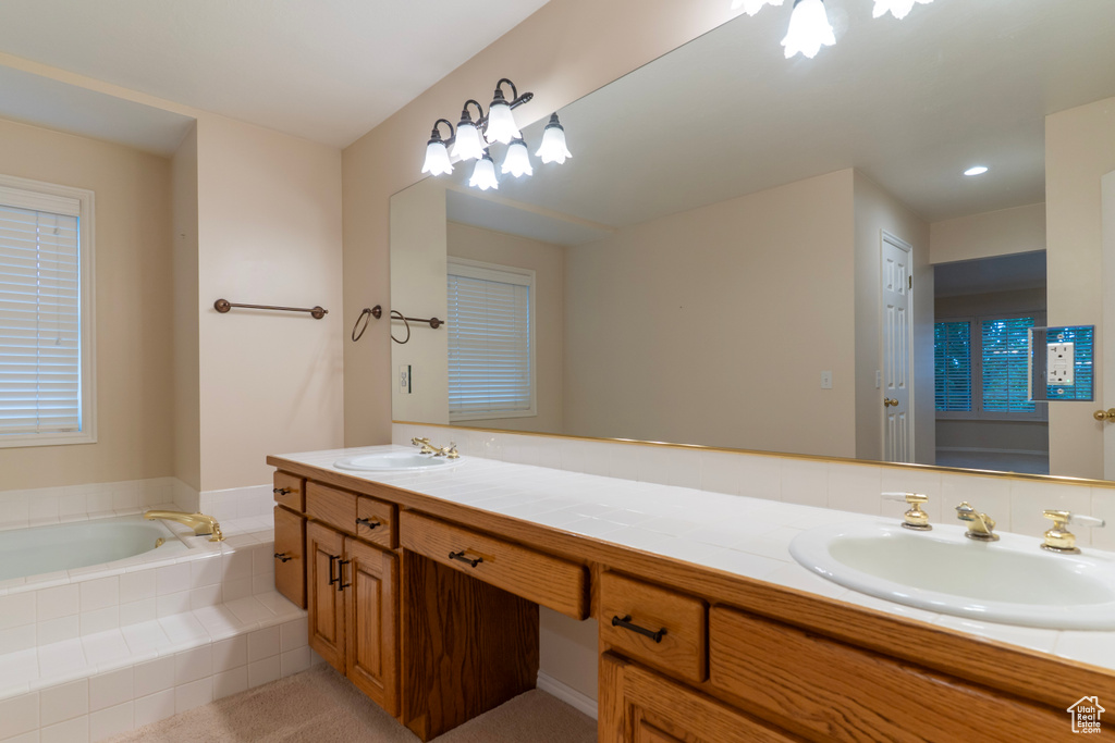 Bathroom with a garden tub and double vanity