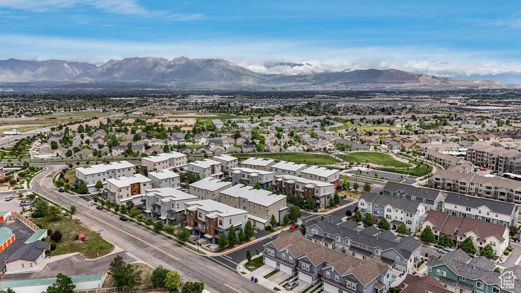 Drone / aerial view of a mountain backdrop