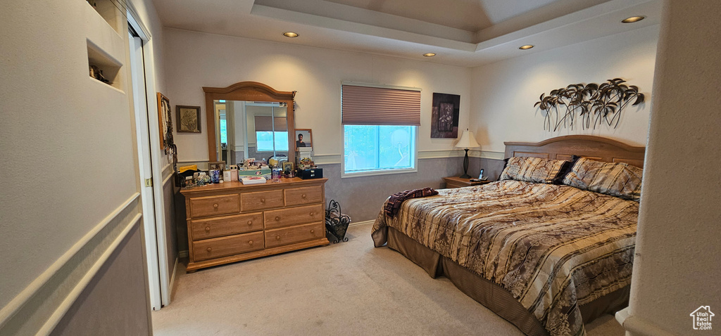 Bedroom with carpet and recessed lighting