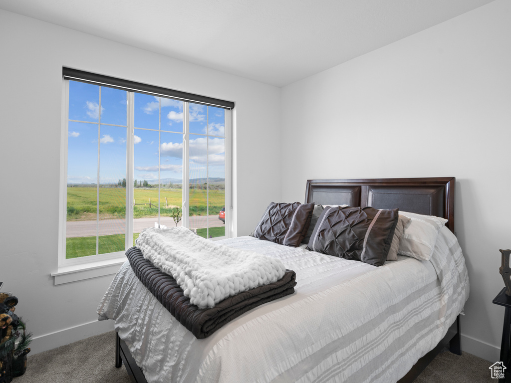 Bedroom with carpet and baseboards