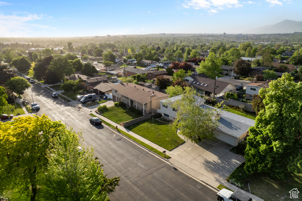 Aerial perspective of suburban area