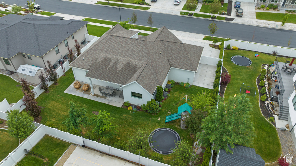 Aerial perspective of suburban area