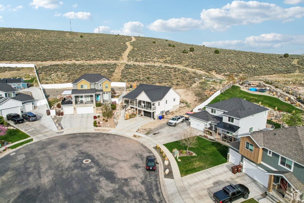 Aerial perspective of suburban area
