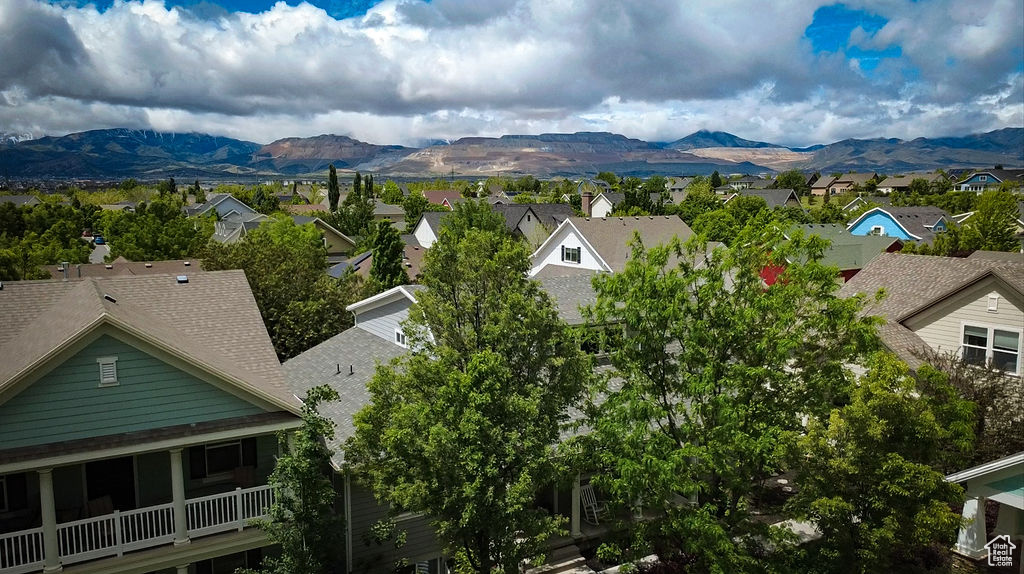 View of mountain background with nearby suburban area