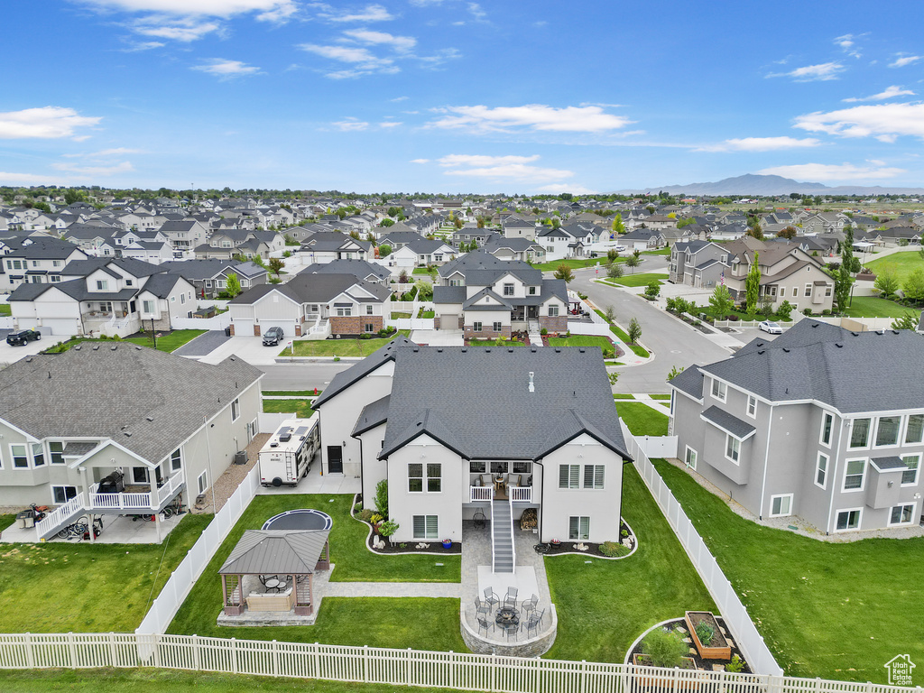 Aerial perspective of suburban area