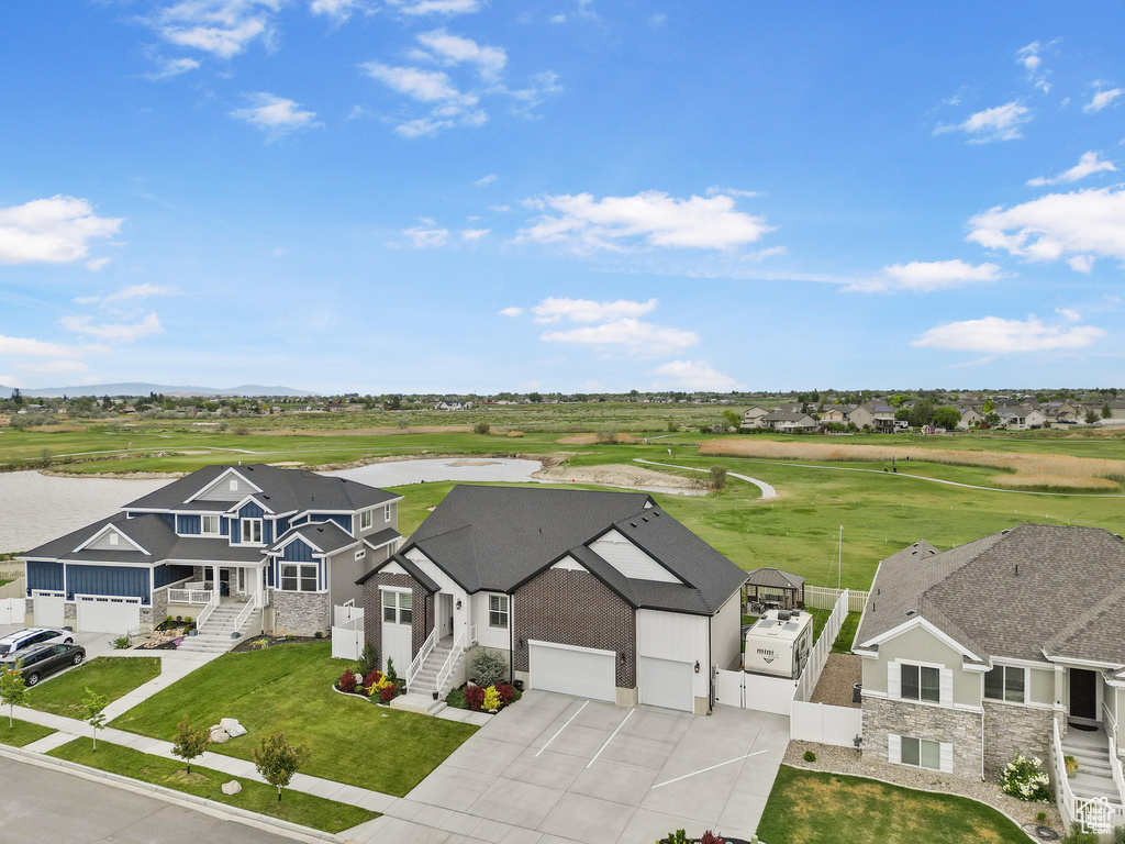 Aerial perspective of suburban area