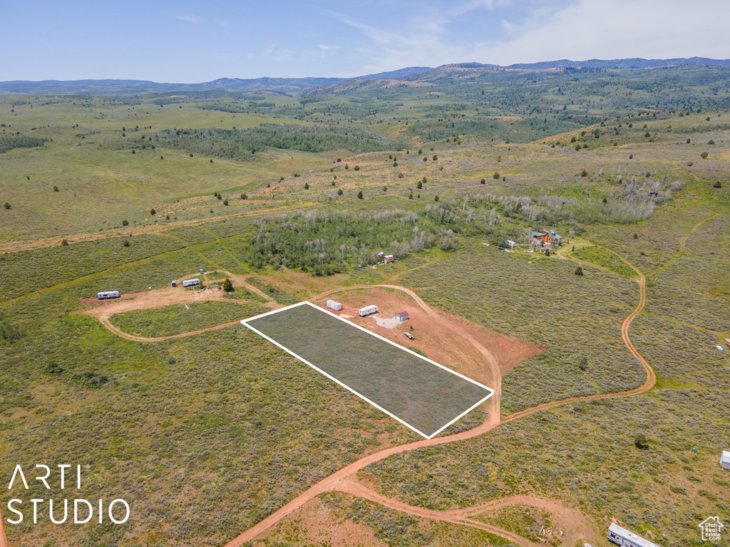 View of rural area featuring property boundaries highlighted and mountains