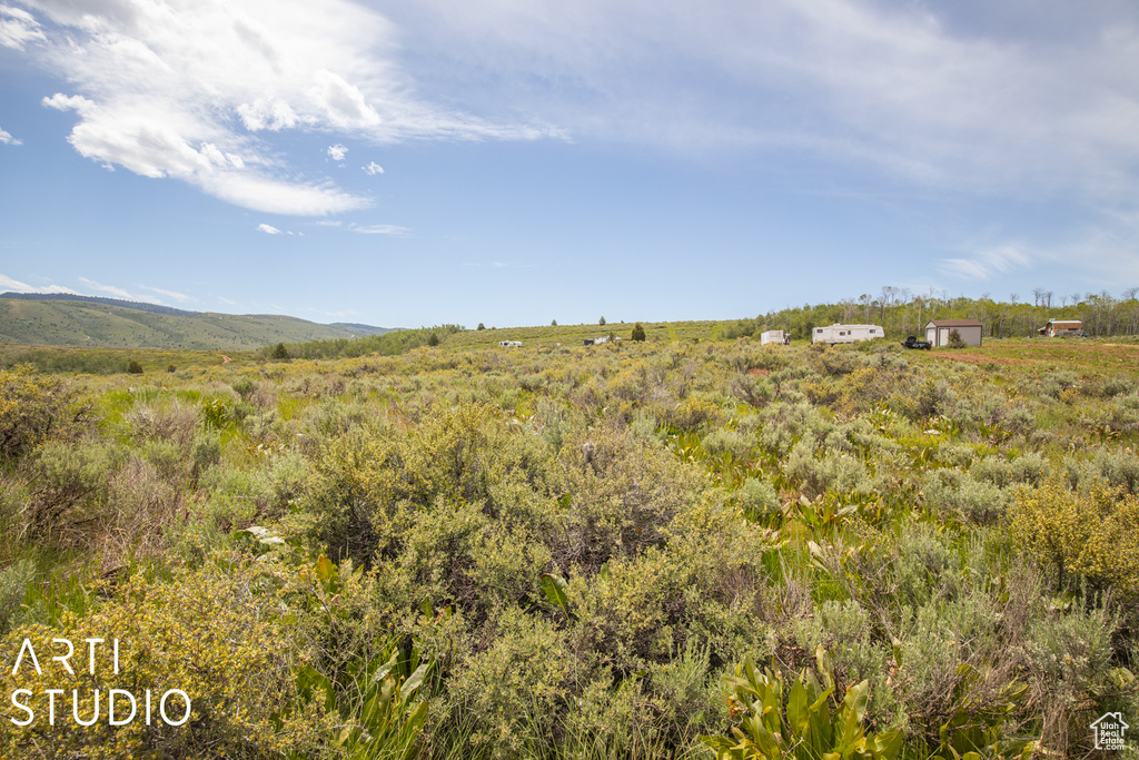 View of undeveloped land featuring mountains