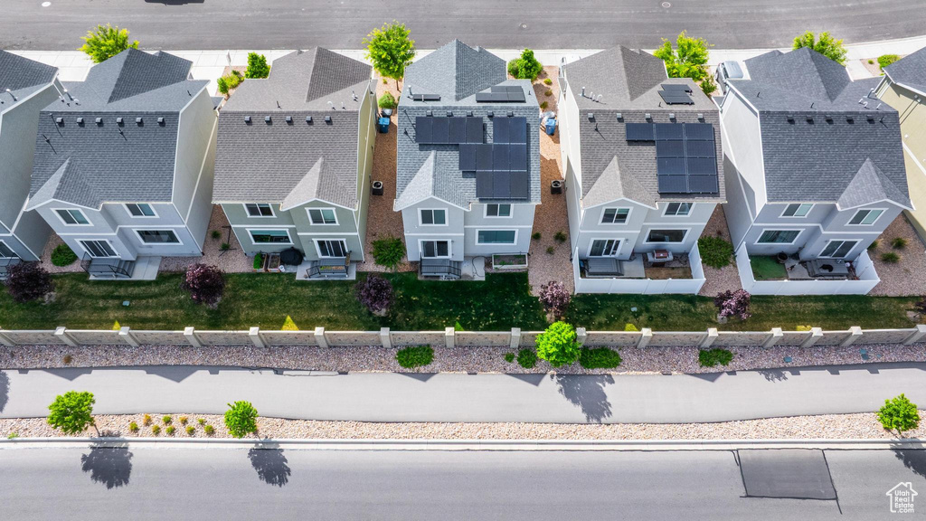 Aerial perspective of suburban area
