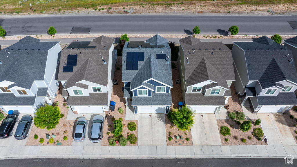 Aerial perspective of suburban area