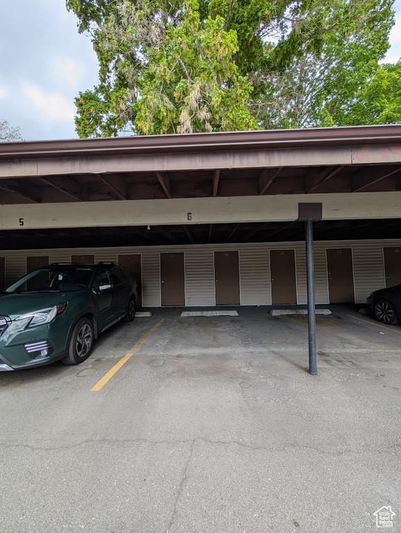 View of covered parking lot
