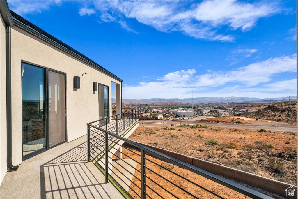 Balcony with a mountain view