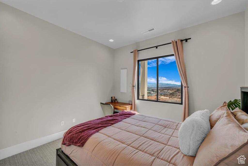 Bedroom with carpet and recessed lighting