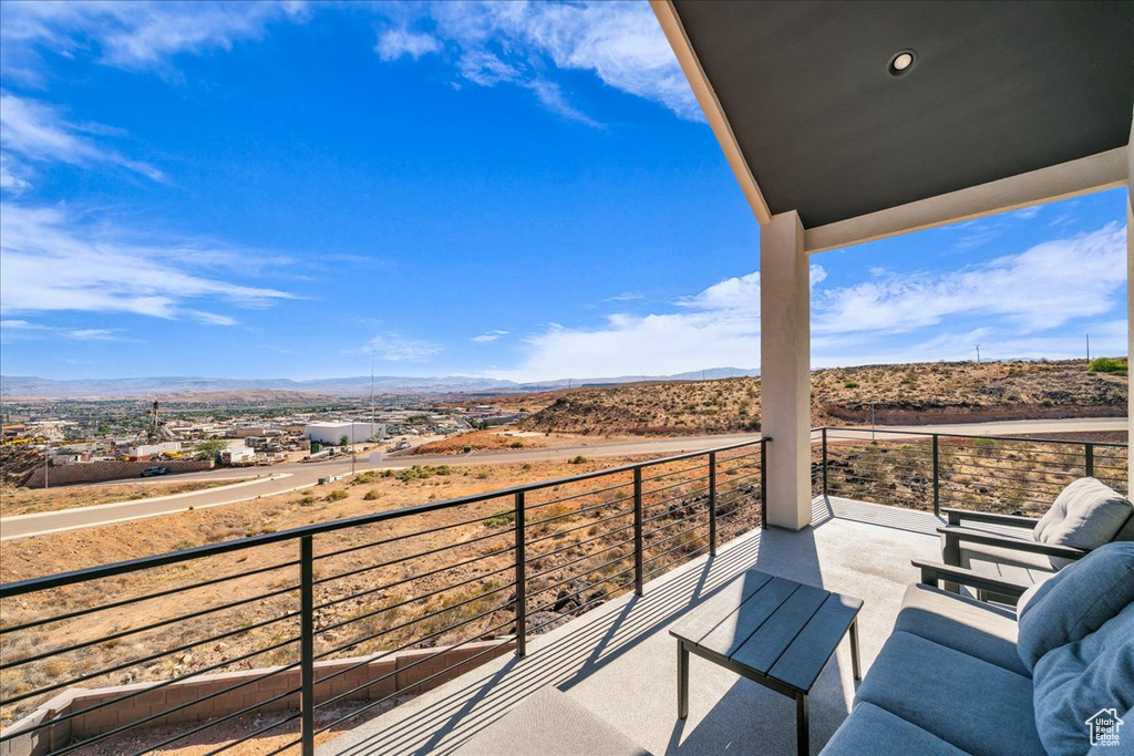 Balcony with a mountain view