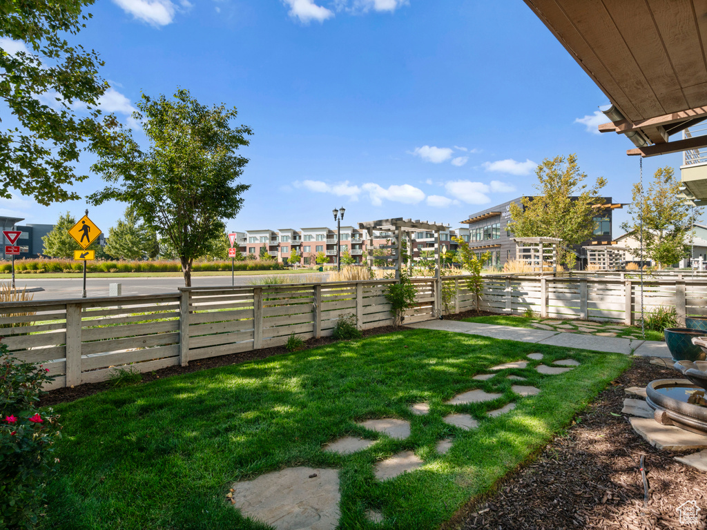 View of yard featuring a residential view