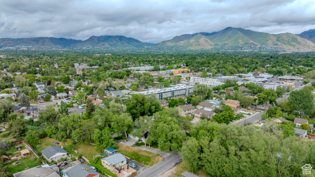 Aerial view of a mountainous background