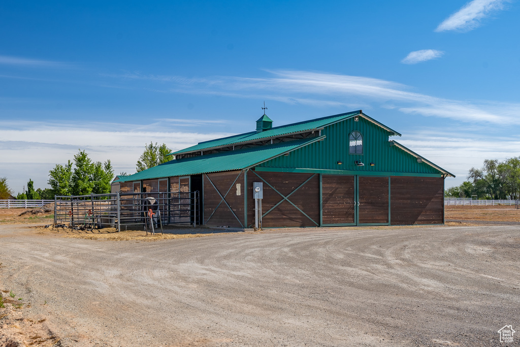 View of horse barn