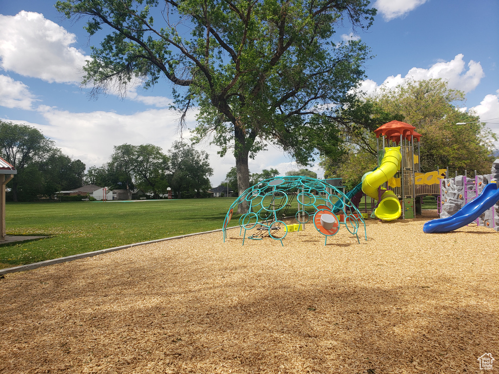Communal playground with a yard